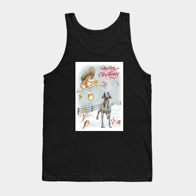 Weimaraner Merry Christmas Santa Dog Tank Top by Puppy Eyes